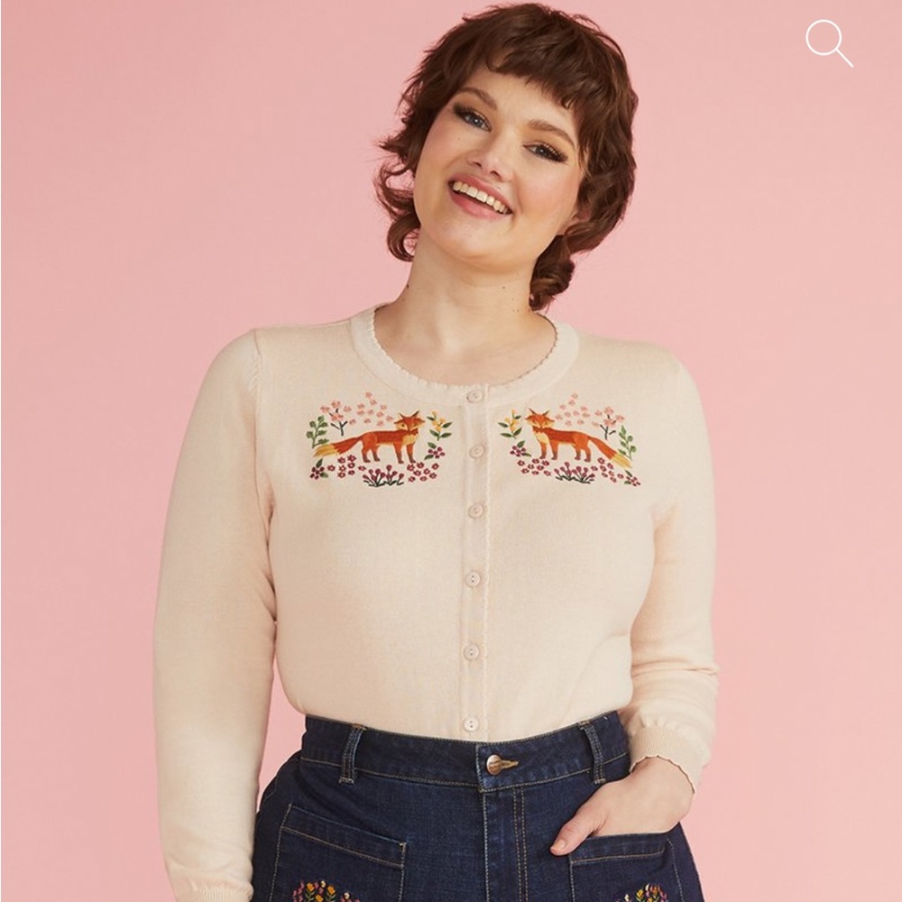 FOUND!! ISO Modcloth Embroidered Fox Cardigan by Princess Highway - Picture 1 of 5